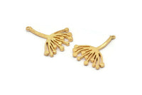 Gold Dandelion Charm, 2 Gold Plated Brass Taraxacum Charms With 1 Loop (30x25x2mm) N1511 Q1093