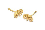 Gold Dandelion Charm, 2 Gold Plated Brass Taraxacum Charms With 1 Loop (30x25x2mm) N1511 Q1093