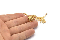 Gold Dandelion Charm, 2 Gold Plated Brass Taraxacum Charms With 1 Loop (30x25x2mm) N1511 Q1093