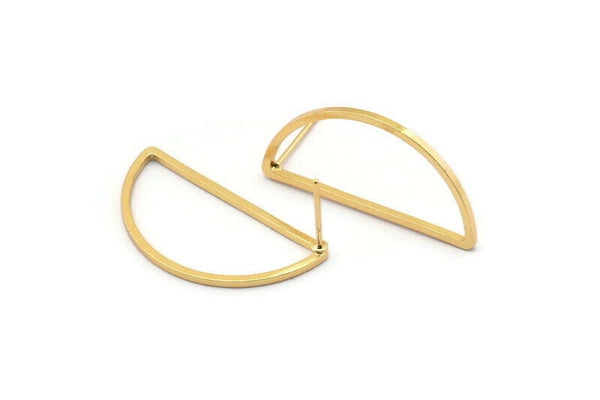 Semi Circle Earring, 4 Gold Plated Brass Semi Circle Stud Earrings (30x15x1.2mm) Bs 1173 A1371 Q0952