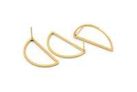 Semi Circle Earring, 4 Gold Plated Brass Semi Circle Stud Earrings (30x15x1.2mm) Bs 1173 A1371 Q0952