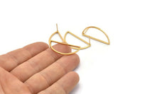 Semi Circle Earring, 4 Gold Plated Brass Semi Circle Stud Earrings (30x15x1.2mm) Bs 1173 A1371 Q0952