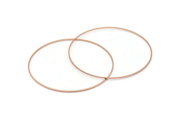 Rose Gold Circle Connectors, 4 Rose Gold Plated Brass Circle Connectors (70x0.80mm) Bs 1113 Q0596
