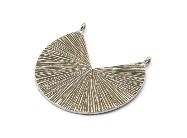 Silver Geometric Charm, Hammered Antique Silver Plated Brass Pizza Slice With 2 Loops, Pendants, Connectors (33x35x1mm) N0761 H0920