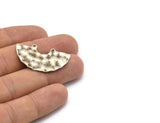 Semi Circle Charm, 4 Hammered Antique Silver Plated Semi Circle Charm Pendants With 2 Holes (35x20x0.80mm) D900 H0875