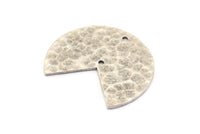 Silver Geometric Charm, 2 Hammered Antique Silver Plated Brass Stamping Blanks With 2 Holes, Pendants, Findings (30x26x1mm) N0923 H1008