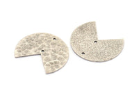 Silver Geometric Charm, 2 Hammered Antique Silver Plated Brass Stamping Blanks With 2 Holes, Pendants, Findings (30x26x1mm) N0923 H1008