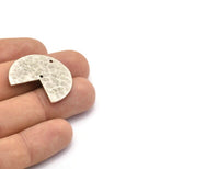 Silver Geometric Charm, 2 Hammered Antique Silver Plated Brass Stamping Blanks With 2 Holes, Pendants, Findings (30x26x1mm) N0923 H1008
