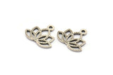 Lotus Flower Charm, 10 Antique Silver Plated Brass Lotus Flower Charms, With 1 Loop, Earrings, Findings (14x16mm) N0869 H0921