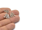 Lotus Flower Charm, 10 Antique Silver Plated Brass Lotus Flower Charms, With 1 Loop, Earrings, Findings (14x16mm) N0869 H0921