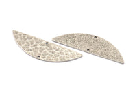 Gümüş Yarım Daire, 2 Delikli 2 Çekiçlenmiş Antik Gümüş Kaplama Pirinç Yarım Ay Boşluğu, Tılsımlar, Bulgular (51x16x1mm) N0922 H1022