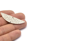 Gümüş Yarım Daire, 2 Delikli 2 Çekiçlenmiş Antik Gümüş Kaplama Pirinç Yarım Ay Boşluğu, Tılsımlar, Bulgular (51x16x1mm) N0922 H1022