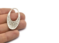 Silver Oval Charm, 6 Antique Silver Plated Brass Oval Pendants, Earrings, Findings (49x24x0.80mm) D1181 H1053
