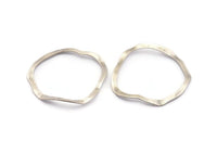 Silver Circle Charm, 12 Antique Silver Plated Brass Wavy Circle Charms Without Hole, Earrings, Findings (29x28x0.60mm) D0718 H0824