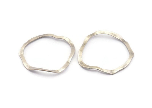 Silver Circle Charm, 12 Antique Silver Plated Brass Wavy Circle Charms Without Hole, Earrings, Findings (29x28x0.60mm) D0718 H0824