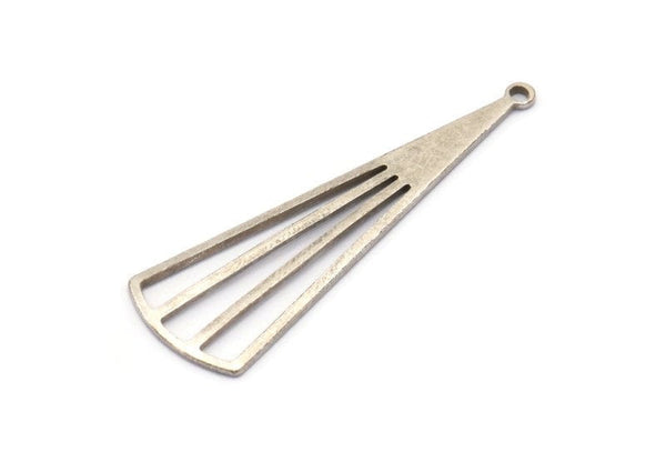 Silver Triangle Charm, 12 Antique Silver Plated Brass Triangle Charms With 1 Hole, Pendants, Findings (39x12x0.80mm) D1173 H1063