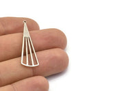 Silver Triangle Charm, 12 Antique Silver Plated Brass Triangle Charms With 1 Hole, Pendants, Findings (39x12x0.80mm) D1173 H1063