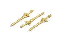 Pirinç Kılıç Tılsımı, 1 Halkalı 4 Ham Pirinç Kılıç Tılsımı, Küpeler, Tılsımlar, Kolye Uçları, Bulgular (46x12mm) N1625