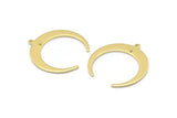 Brass Moon Charm, 12 Raw Brass Crescent Moon Charms With 1 Loop And 1 Hole (28x27x1mm) M02222