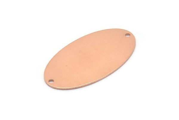 Copper Oval Charm, 8 Raw Copper, Copper Charms, Copper Oval Charms With 2 Holes, Copper Connectors (35x19x0.80mm) M02183