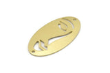 Brass Face Charm, 8 Raw Brass Face Charms With 2 Holes, Pendants, Earrings, Findings (35x19x0.80mm) M02194