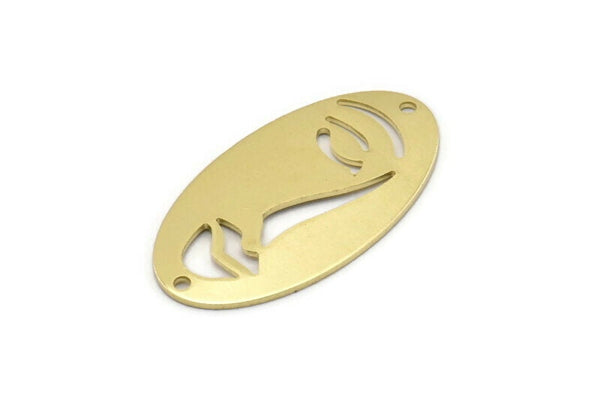 Brass Face Charm, 8 Raw Brass Face Charms With 2 Holes, Pendants, Earrings, Findings (35x19x0.80mm) M02194