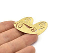 Brass Face Charm, 8 Textured Raw Brass Face Charms With 1 Hole, Pendants, Earrings, Findings (35x19x0.80mm) M02196