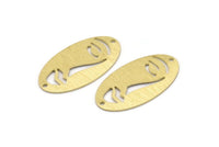 Brass Face Charm, 8 Textured Raw Brass Face Charms With 2 Holes, Pendants, Earrings, Findings, Connectors (35x19x0.80mm) M02197