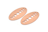 Copper Oval Charm, 8 Raw Copper Oval Moon Phases Charms With 1 Hole, Pendants, Earrings, Findings (35x19x0.80mm) M02177