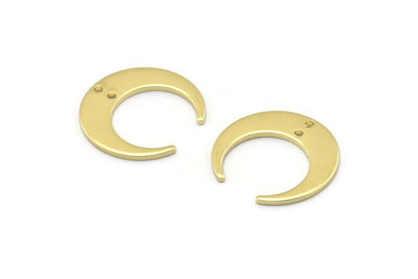 Brass Moon Charm 12 Raw Brass Crescent Moon Charms With 2 Holes (18x5x1mm) M02216