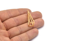 Gold Triangle Prism, Gold Plated Brass Triangle Prism Pendants With 1 Loop (37x10mm) BS 1980 Q0566