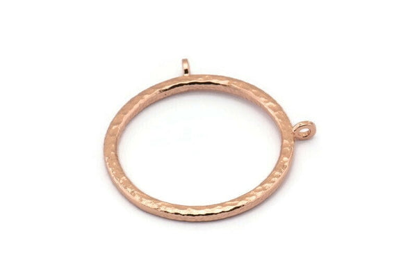 Reading Glasses Pendant, 1 Rose Gold Plated Brass Hammered Ring For Glass With 2 Loops, Pendant, Findings (36.5x2.5x2.5mm) BS 1950 Q0561