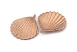 Rose Gold Shell Charm, 1 Rose Gold Plated Brass Sea Shell Charm with 1 Loop, Pendants, Charms, Findings (40x34mm) E286 Q0563