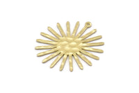 Brass Sun Charm, 8 Hammered Raw Brass Sun Charms With 1 Loop (31x30x0.80mm) M02203