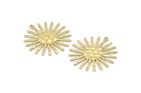 Brass Sun Charm, 8 Hammered Raw Brass Sun Charms With 1 Loop (31x30x0.80mm) M02203
