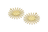 Brass Sun Charm, 8 Hammered Raw Brass Sun Charms With 1 Loop (31x30x0.80mm) M02203