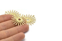 Brass Sun Charm, 8 Hammered Raw Brass Sun Charms With 1 Loop (31x30x0.80mm) M02204