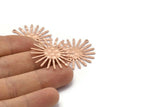 Copper Sun Charm, 6 Hammered Raw Copper Sun Charms With 1 Loop (31x30x0.80mm) M02201