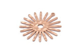 Copper Sun Charm, 6 Hammered Raw Copper Sun Charms With 1 Loop (31x30x0.80mm) M02202