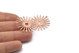 Copper Sun Charm, 6 Hammered Raw Copper Sun Charms With 1 Loop (31x30x0.80mm) M02202