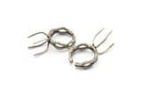 Claw Ring Blank, 2 Antique Silver Plated Brass Claw Ring Settings With 4 Claws For Natural Stones N0134 Q0686
