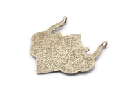 Gümüş Etnik Kolye, 2 Halkalı Antik Gümüş Kaplama Pirinç Etnik Kolye (31x32x1,6 mm) E249 Q0676