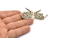 Gümüş Etnik Kolye, 2 Halkalı Antik Gümüş Kaplama Pirinç Etnik Kolye (31x32x1,6 mm) E249 Q0676