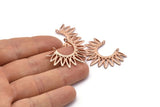 Rose Gold Sun Pendant, Rose Gold Plated Brass Pendants With 2 Loops, Findings, Charms (36.5x27x1.7mm) E212 Q0693