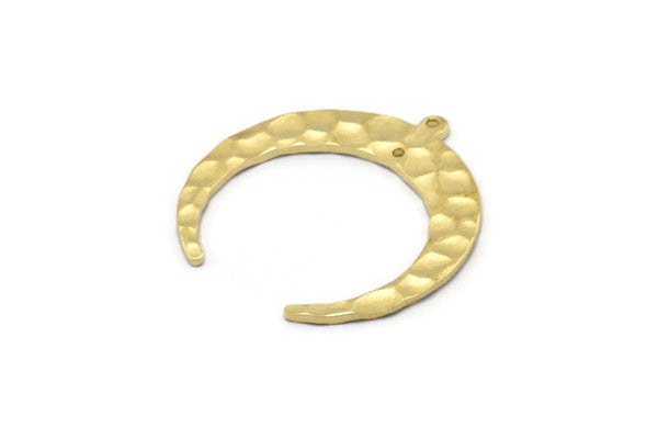 Pirinç Ay Tılsımı, 1 Delik ve 1 Halkalı 8 Çekiçlenmiş Ham Pirinç Hilal Tılsımı, Kolye Uçları, Küpeler, Bulgular (28x29x1mm) M02168