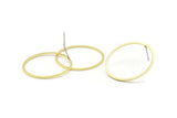 Brass Circle Earring, 10 Raw Brass Circle Stud Earrings (30x1x1mm) BS 1089 A2365