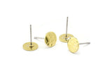 Brass Round Earring, 12 Hammered Raw Brass Round Stud Earrings (8x0.80mm) M01493 A2370