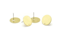 Brass Round Earring, 8 Raw Brass Round Stud Earrings (16x0.80mm) M01352 A2372