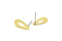 Brass Drop Earring, 12 Textured Raw Brass Drop Stud Earrings (15x8x0.80mm) M01385 A2386