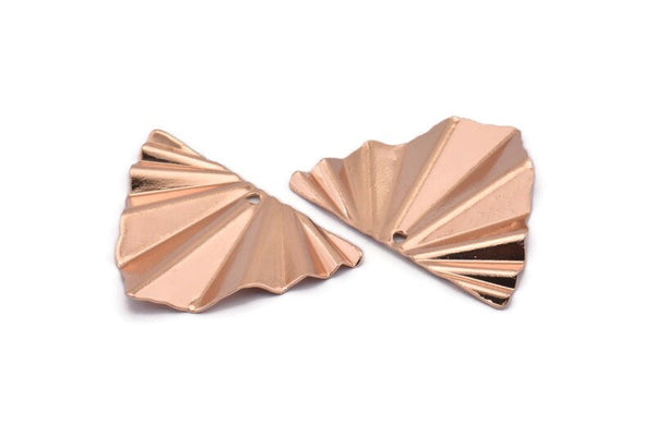 Rose Gold Triangle Charm, 6 Rose Gold Plated Brass Wavy Triangle Charm Earrings With 1 Hole, Findings (28x22x0.50mm) D0729 Q0771